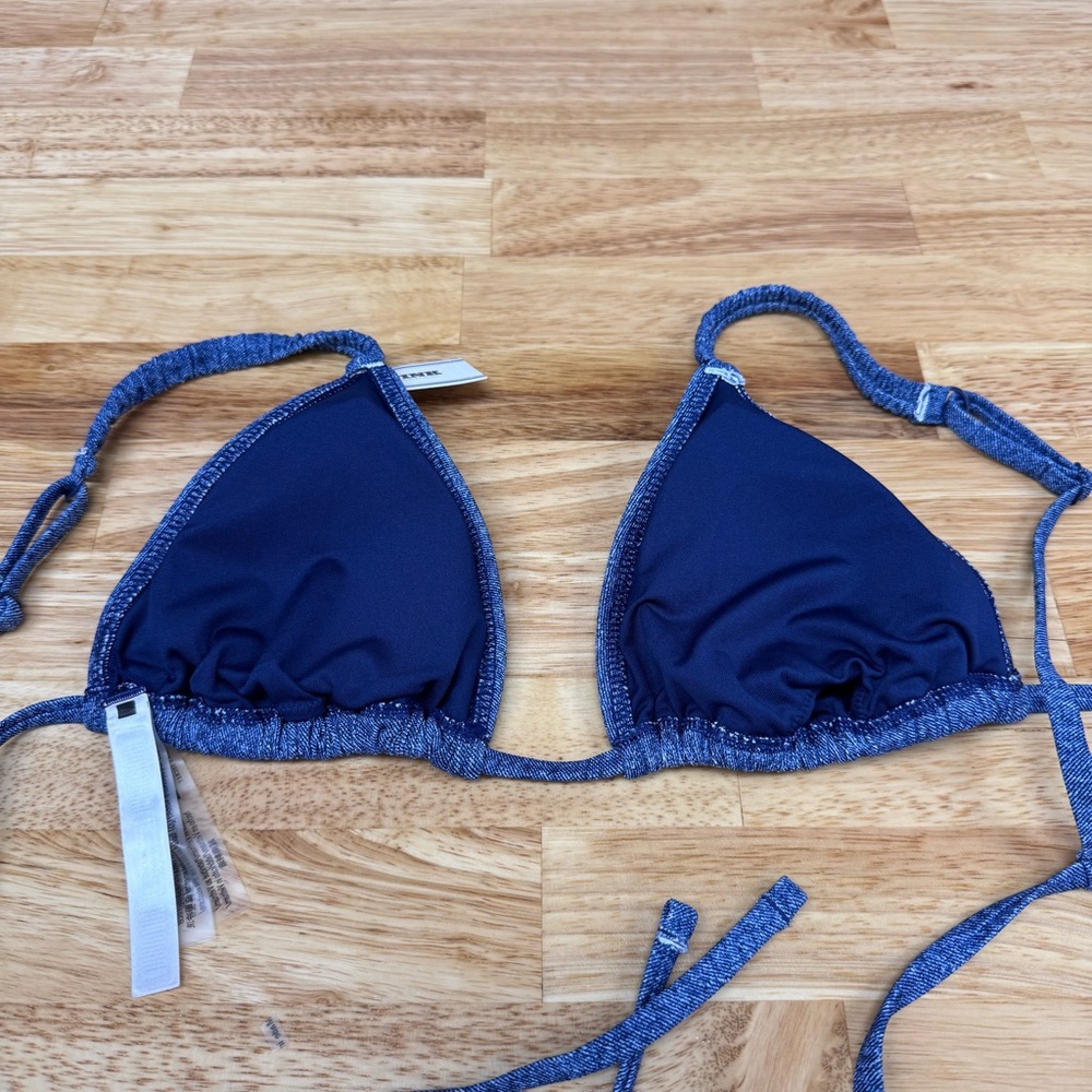 PINK Victoria’s Secret Denim Blue Triangle Swim Top - Picture 4 of 9